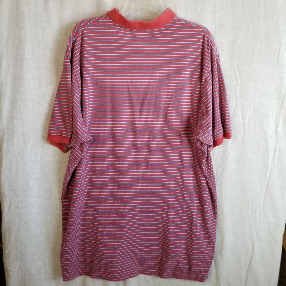 Vintage Ralph Lauren Men's 2XL Polo Shirt‎ Red Blue Stripe Short Sleeve Golf
